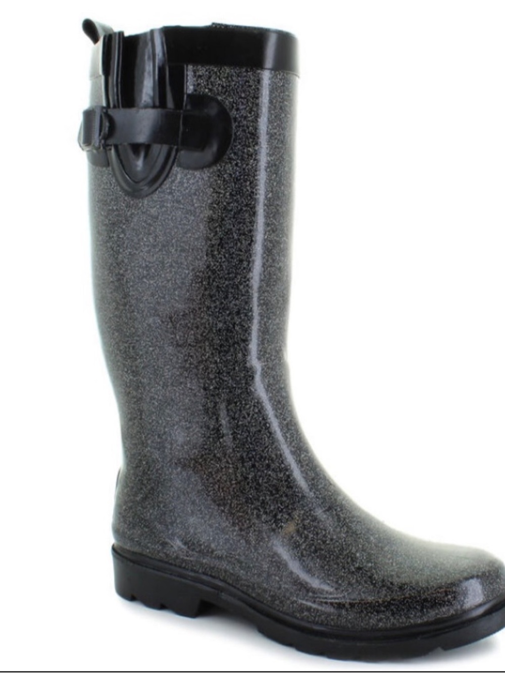 Women’s Black Glittery Rain Boots